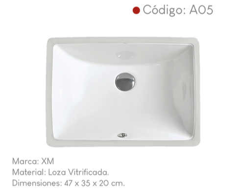 Ovalin de loza blanca para empotrar A05 XM